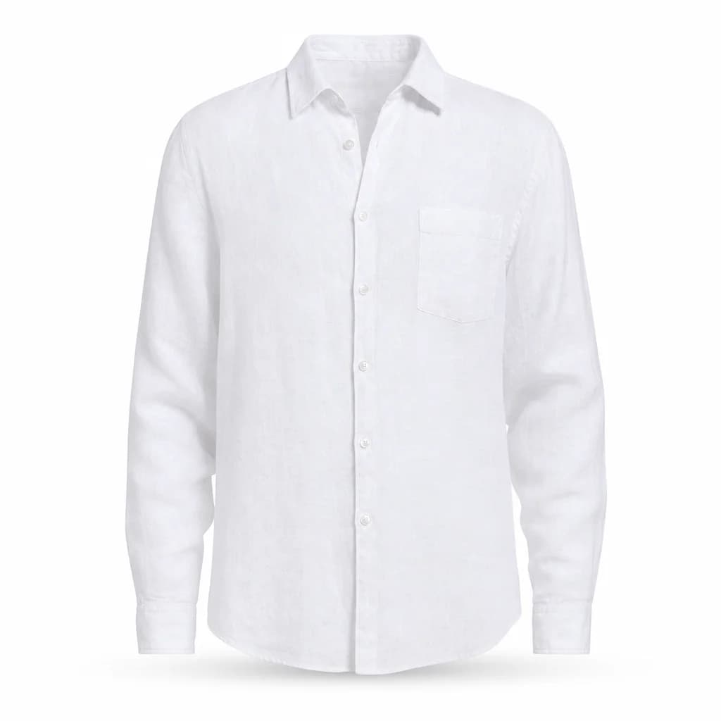 Linen Button-Down Shirt — White